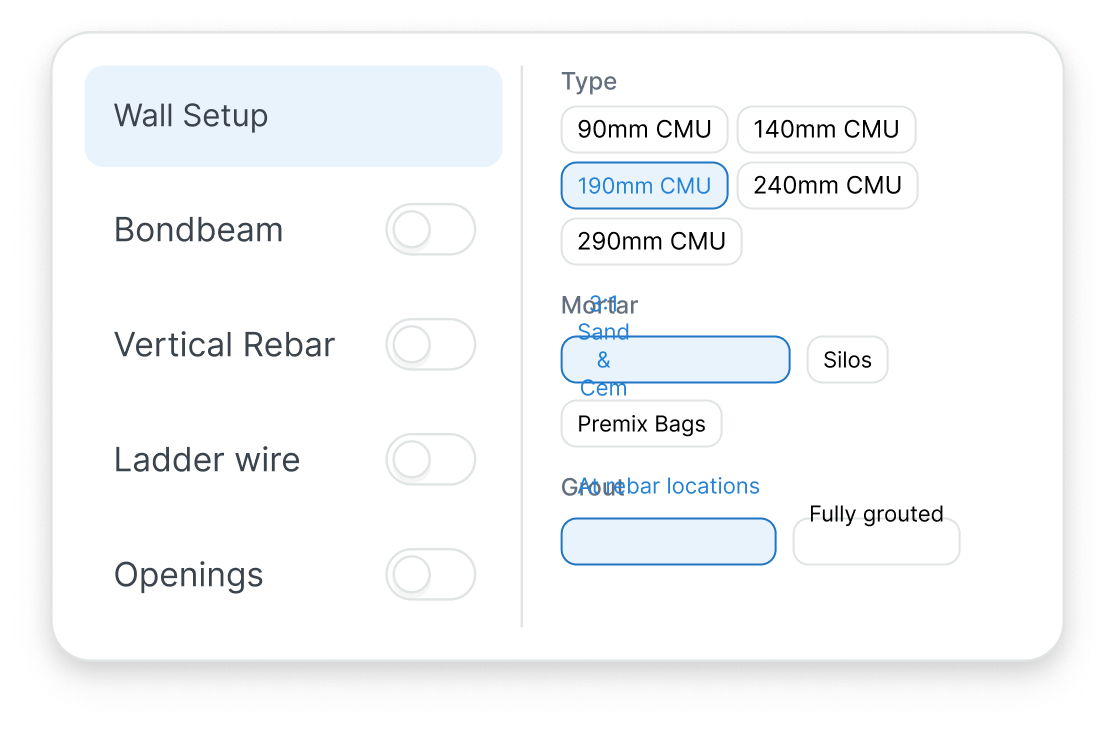 CMU block wall setup preview