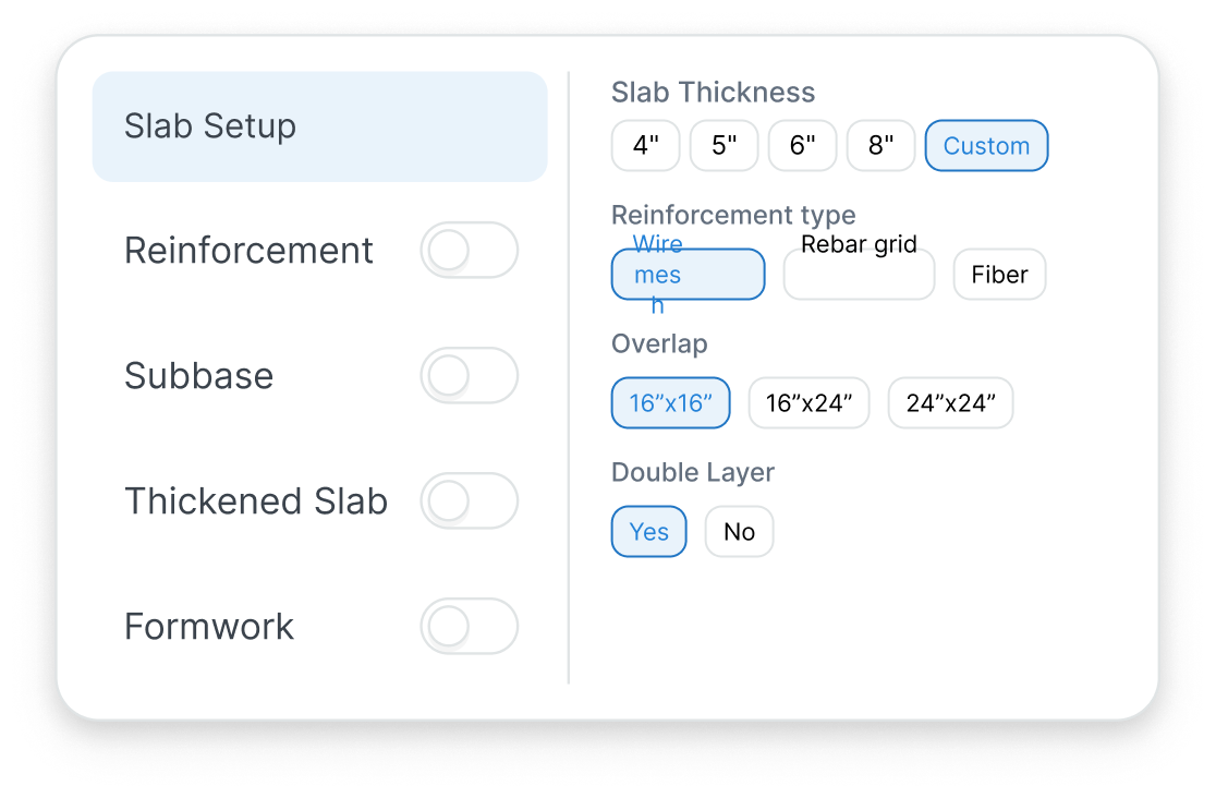Concrete slab setup preview
