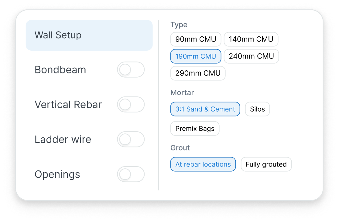 CMU block wall setup preview