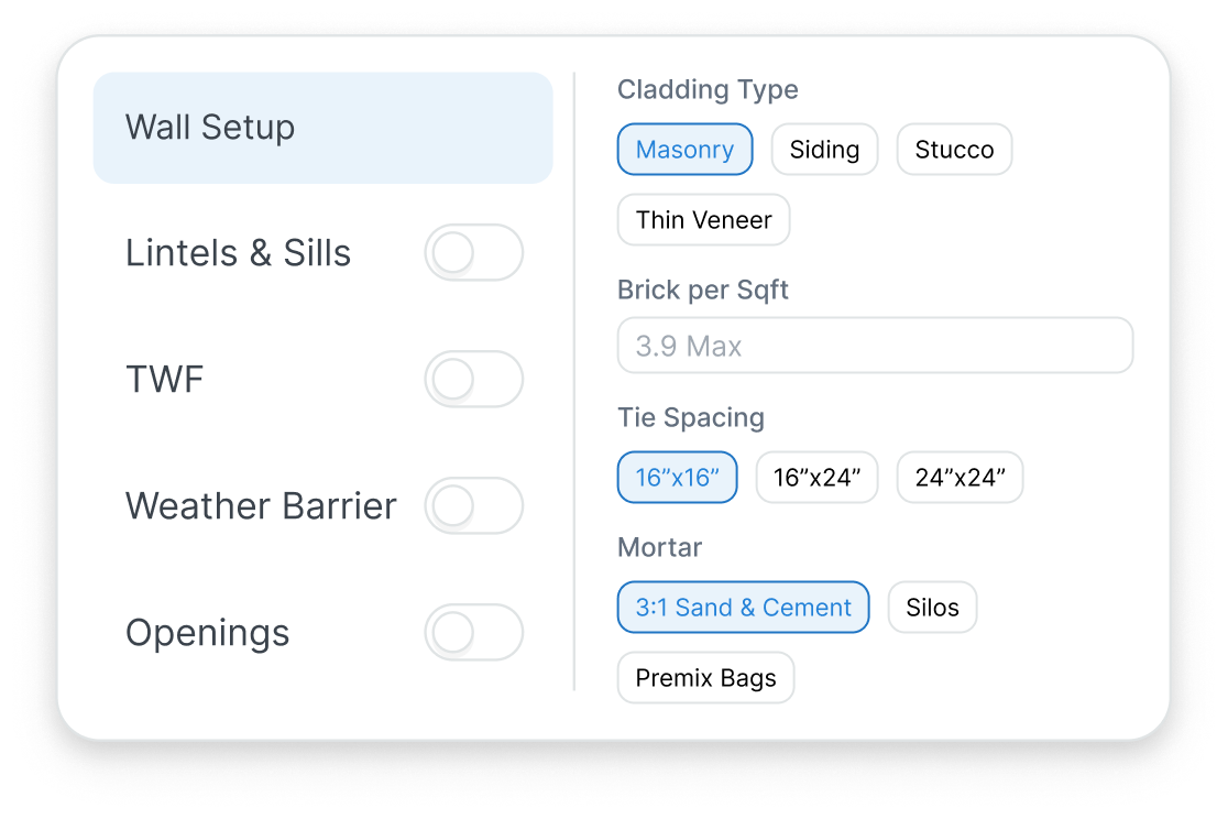 Cladding system setup preview