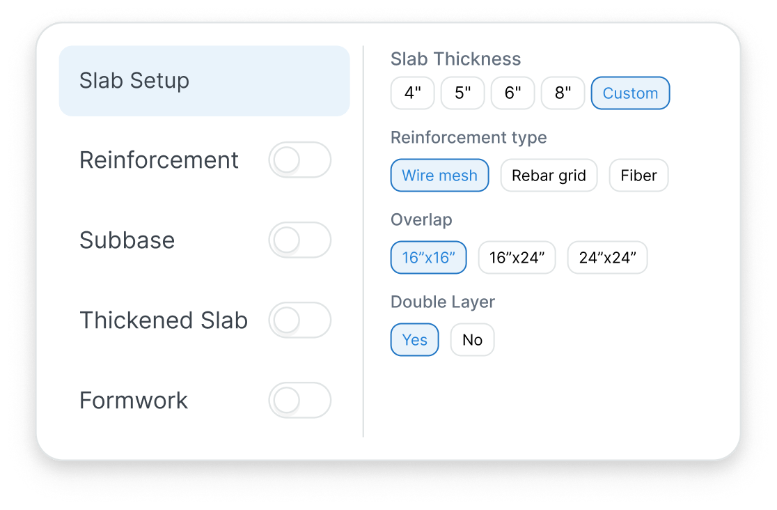 Concrete slab setup preview