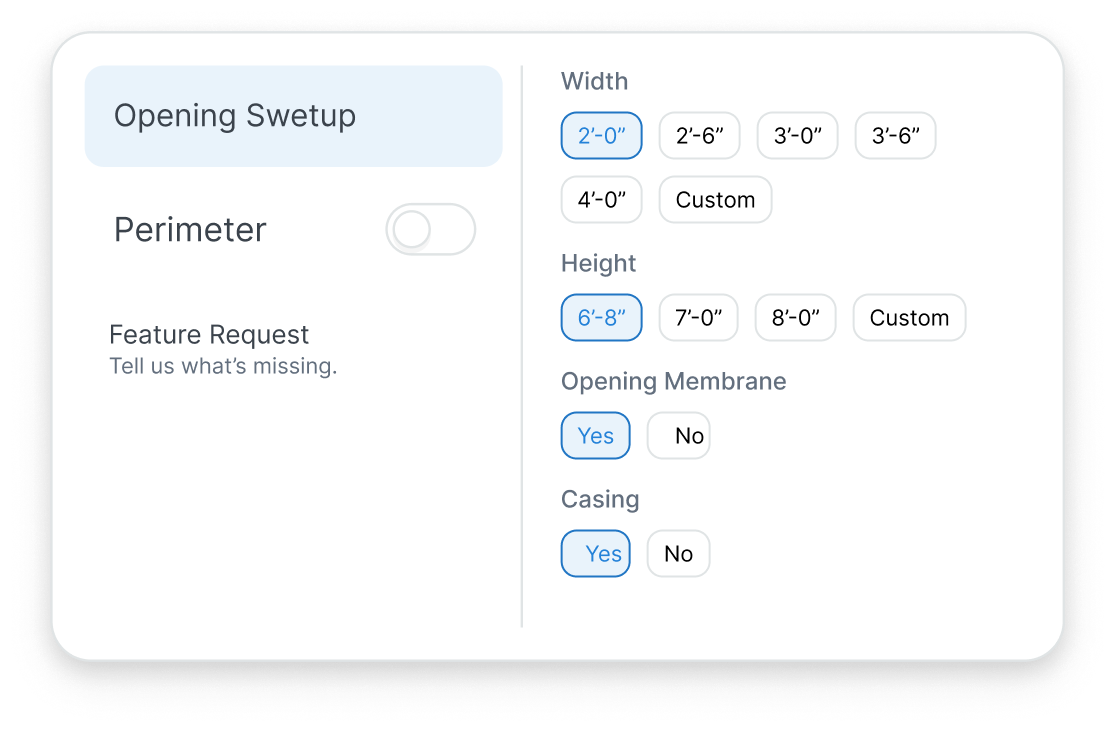 Openings setup preview