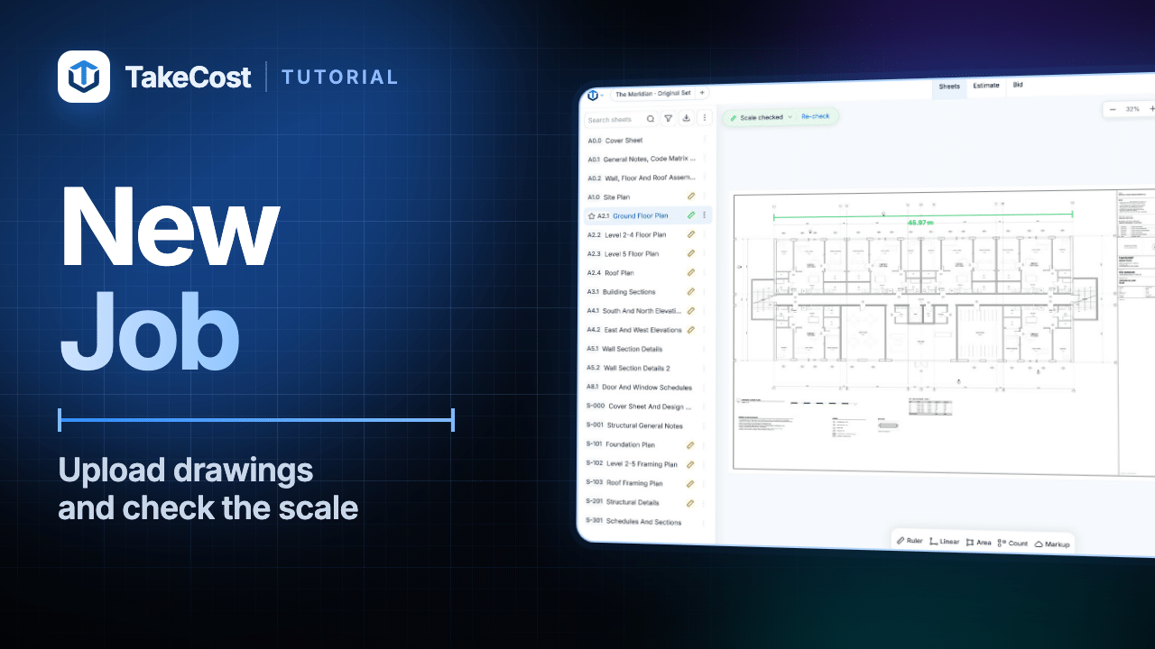 Start a Takeoff Project in TakeCost: Upload Drawings, Name Sheets and Check the Scale (video tutorial thumbnail)